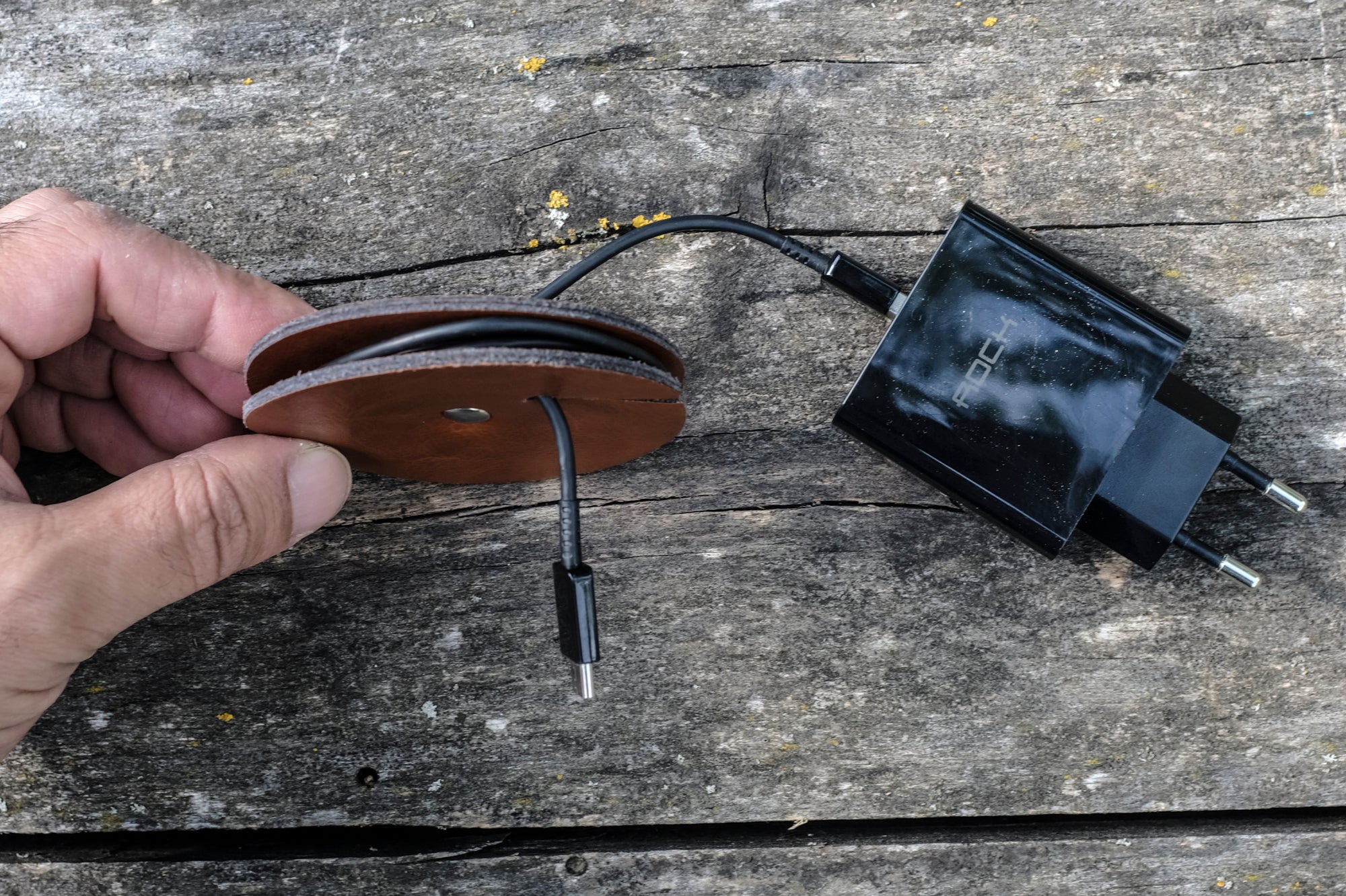 Cord Organizer, Cord holder, Leather cable holder - minimalist mens wallet
