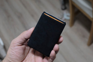 Alcantara Minimalist Wallet: The Perfect Fusion of Style and Functionality - RFID Wallet - Mens Wallet - Black - minimalist mens wallet
