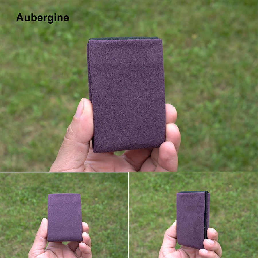 Alcantara Minimalist Wallet: Durable, Lightweight, and Ultra Slim RFID Mens Wallet- Aubergine - minimalist mens wallet