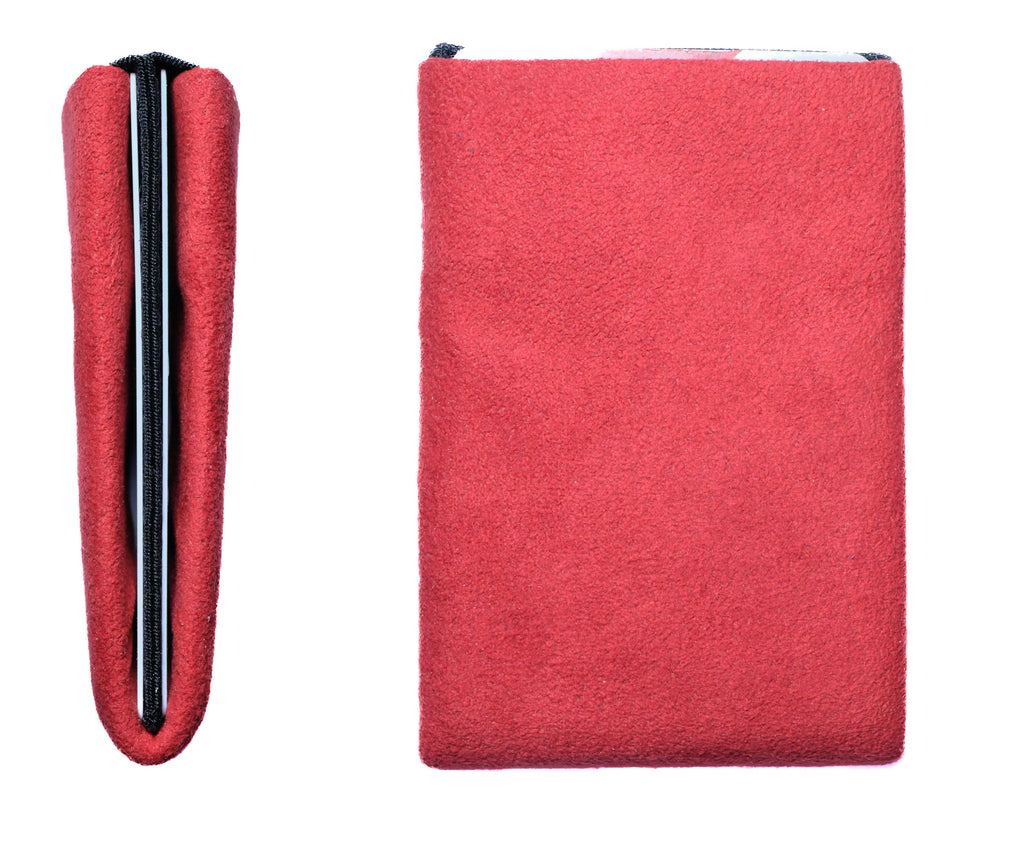 Say Goodbye to Bulky Wallets with Our Sleek Alcantara Minimalist Wallet - Red - minimalist mens wallet