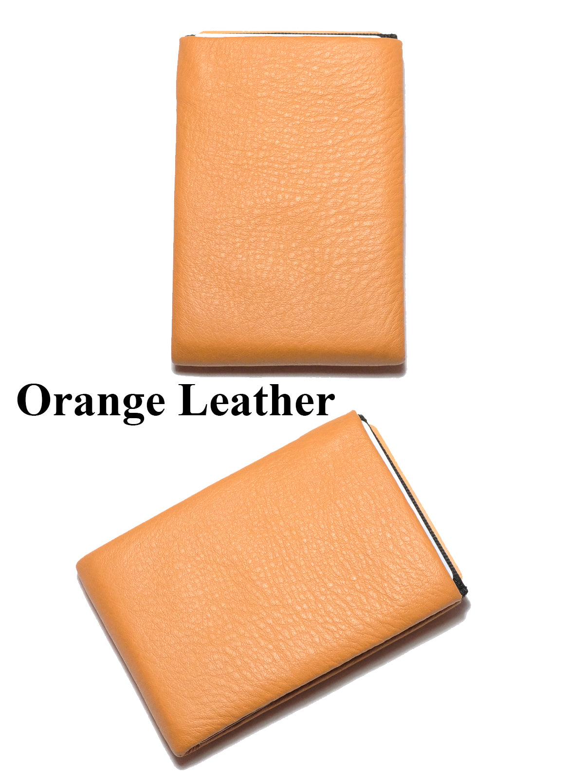 Orange Leather Wallet  Minimalist Soft Leather Wallet