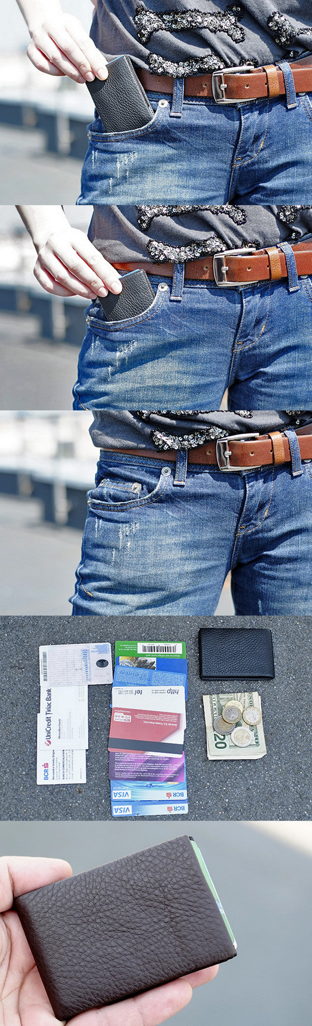 Experience the Perfect Balance of Sustainability and Style with Our Vegan Denim Minimalist Wallets -  NO RFID protection - minimalist mens wallet