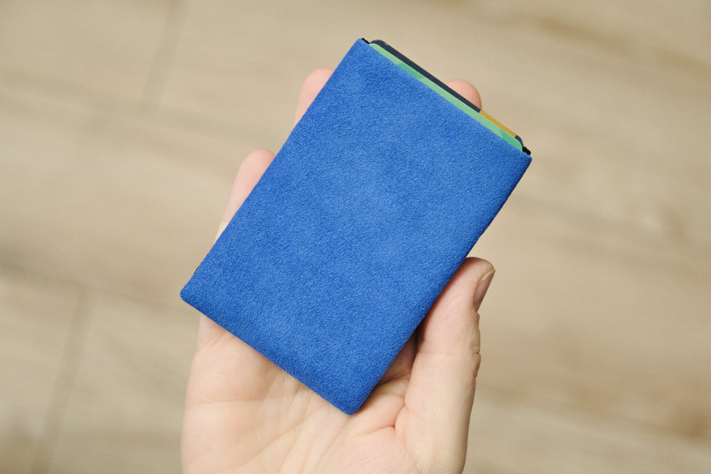 Alcantara Minimalist Wallet: The Ultimate Combination of Luxury and Utility - Men Wallet - RFID Wallet - Blu Ocean - minimalist mens wallet