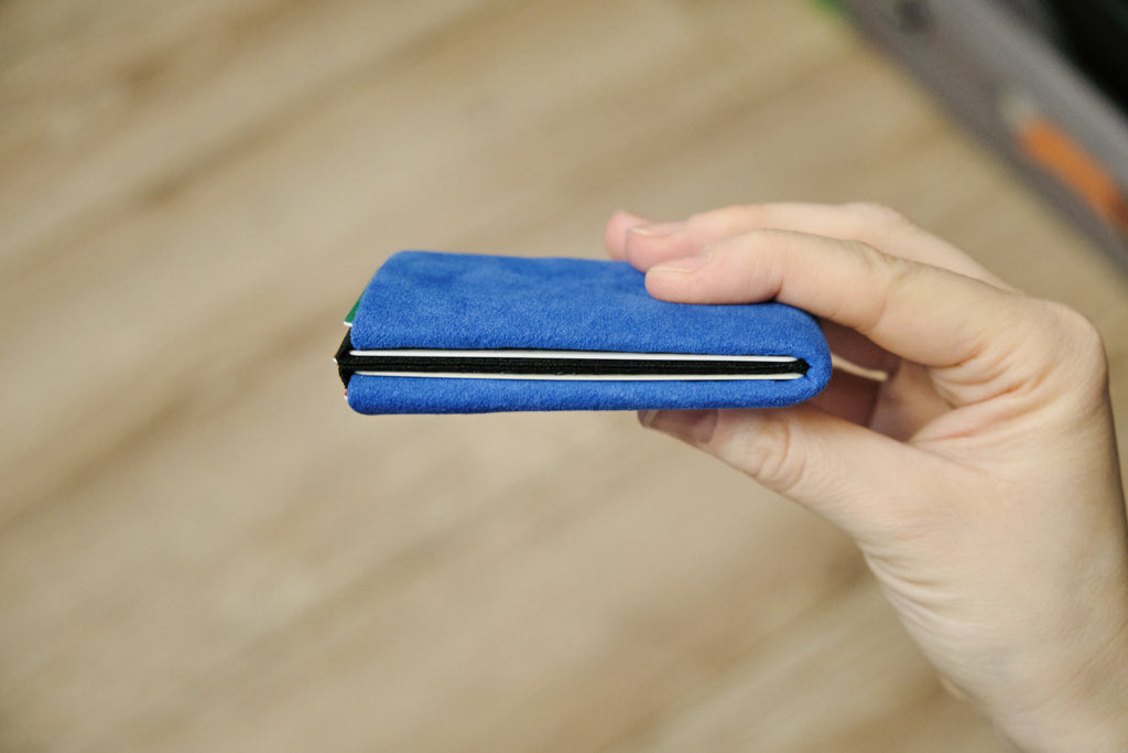 Alcantara Minimalist Wallet: The Ultimate Combination of Luxury and Utility - Men Wallet - RFID Wallet - Blu Ocean - minimalist mens wallet