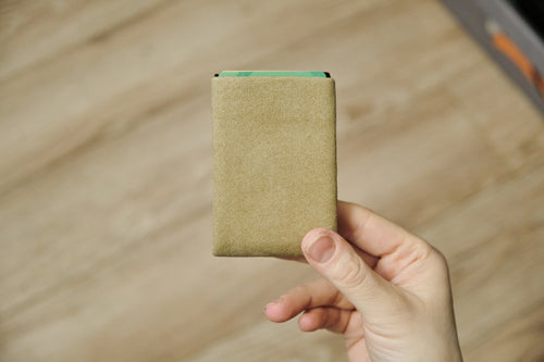 Elevate Your Style with Our Alcantara Minimalist Wallet for Everyday Use - Mens Wallets - RFID Wallet - Beige - minimalist mens wallet