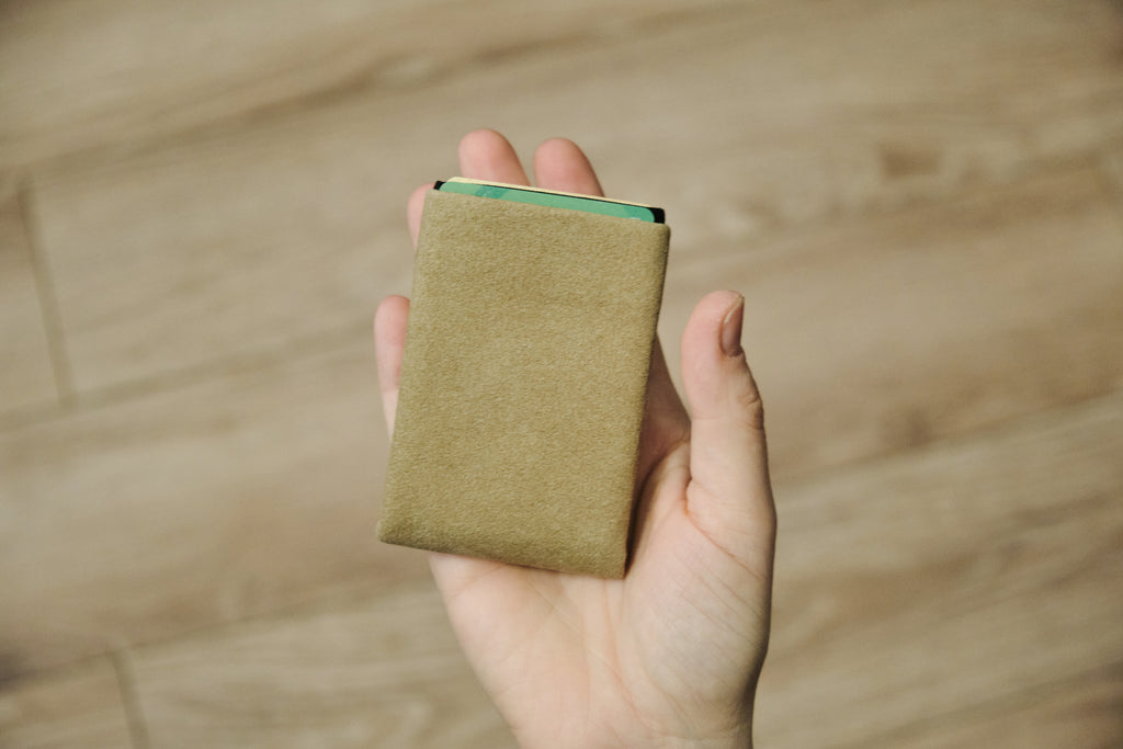 Elevate Your Style with Our Alcantara Minimalist Wallet for Everyday Use - Mens Wallets - RFID Wallet - Beige - minimalist mens wallet