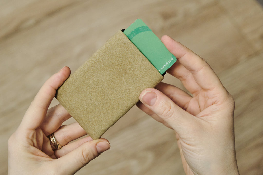 Elevate Your Style with Our Alcantara Minimalist Wallet for Everyday Use - Mens Wallets - RFID Wallet - Beige - minimalist mens wallet