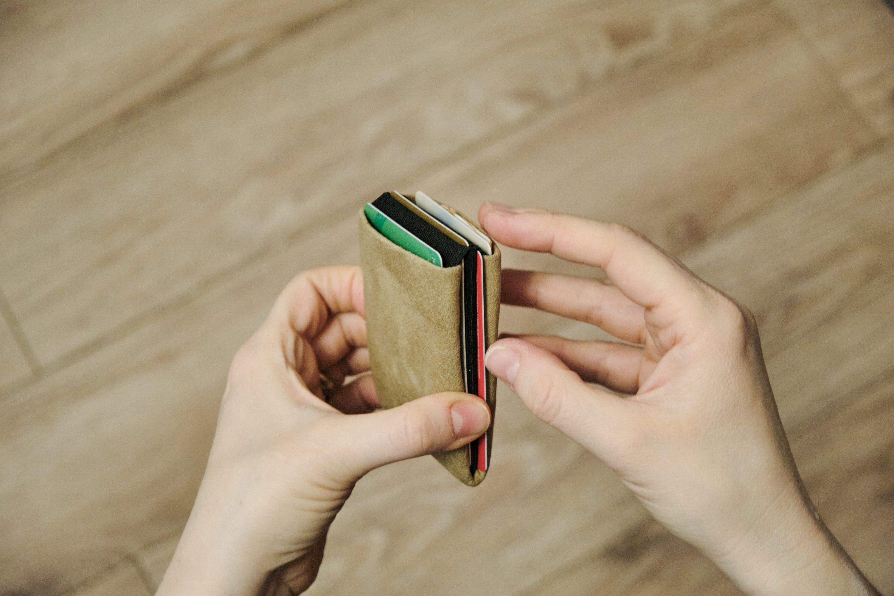 Elevate Your Style with Our Alcantara Minimalist Wallet for Everyday Use - Mens Wallets - RFID Wallet - Beige - minimalist mens wallet