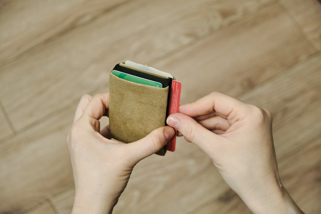 Elevate Your Style with Our Alcantara Minimalist Wallet for Everyday Use - Mens Wallets - RFID Wallet - Beige - minimalist mens wallet