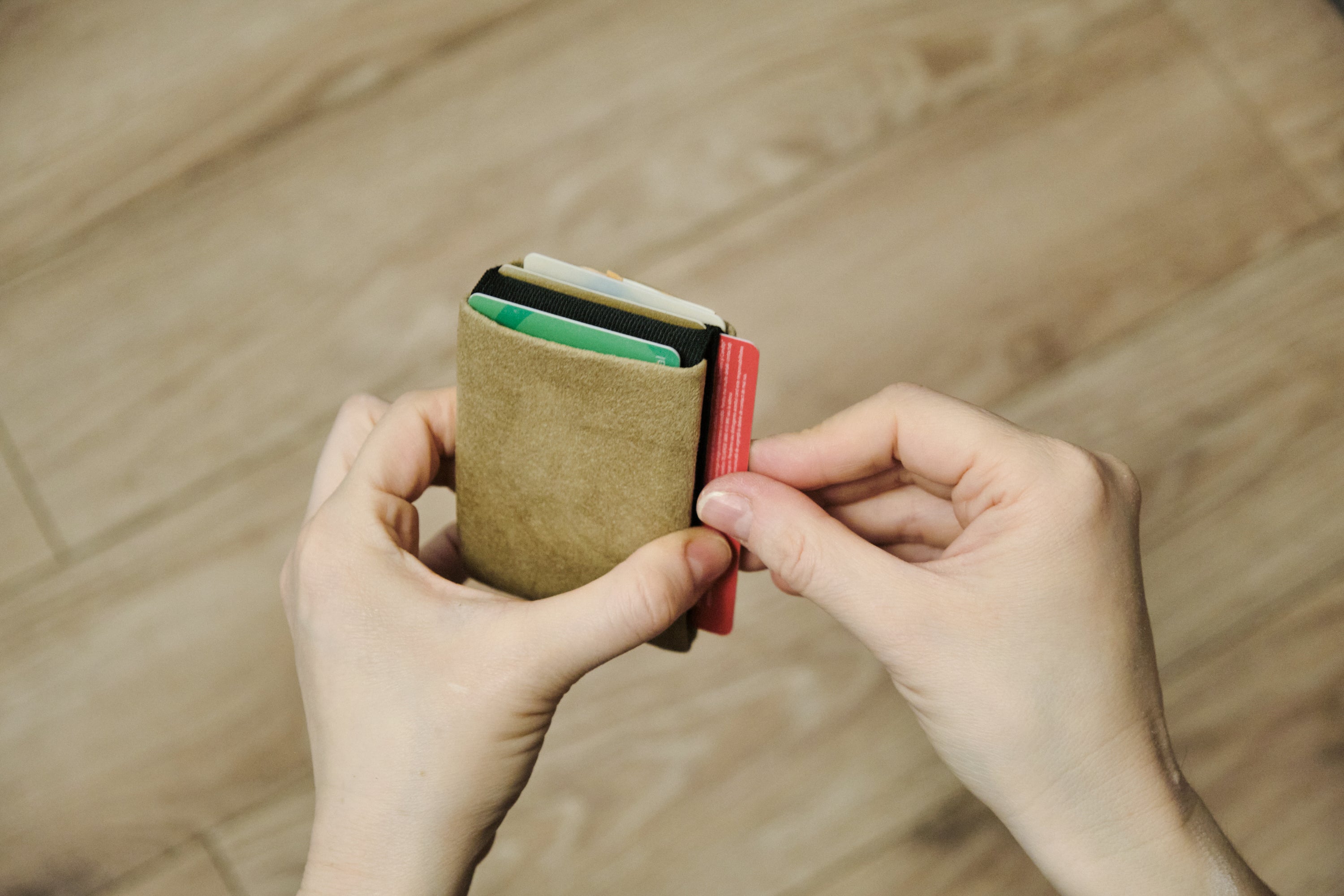 Elevate Your Style with Our Alcantara Minimalist Wallet for Everyday Use - Mens Wallets - RFID Wallet - Beige - minimalist mens wallet