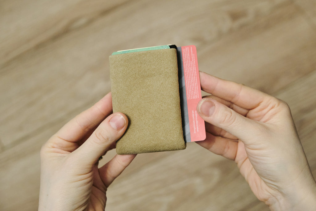 Elevate Your Style with Our Alcantara Minimalist Wallet for Everyday Use - Mens Wallets - RFID Wallet - Beige - minimalist mens wallet