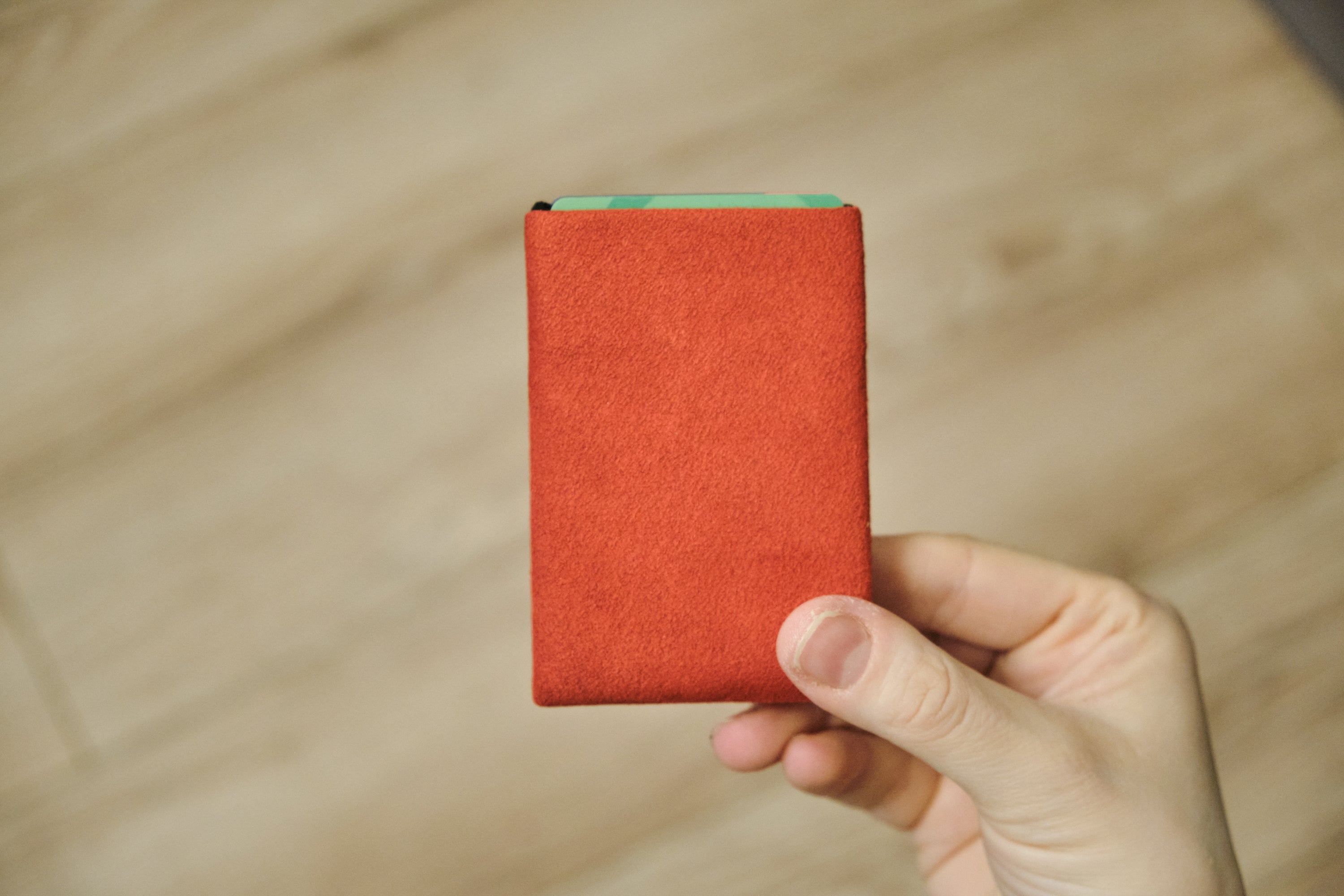 Say Goodbye to Bulky Wallets with Our Sleek Alcantara Minimalist Wallet - Red - minimalist mens wallet