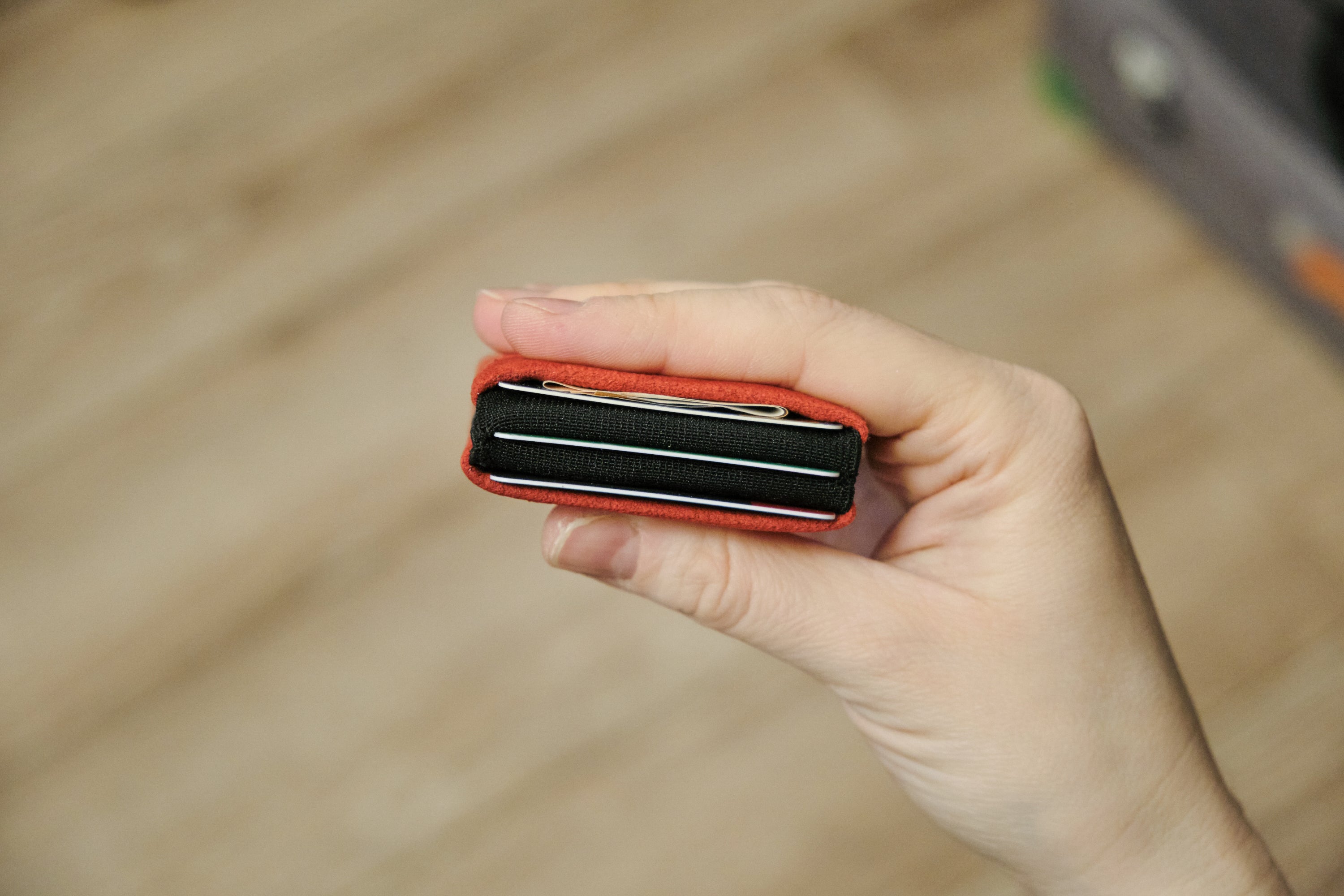 Say Goodbye to Bulky Wallets with Our Sleek Alcantara Minimalist Wallet - Red - minimalist mens wallet