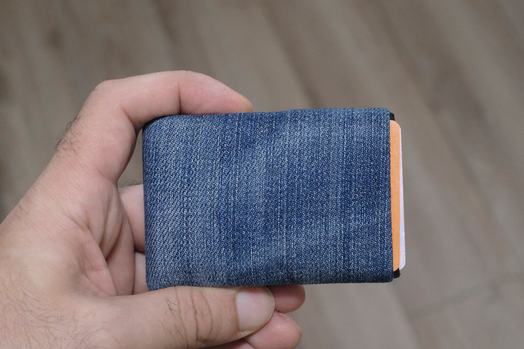 Minimalist Wallet - Mens Wallets - RFID Wallet - Carry Your Essentials in Style with Our Sustainable Recycled Denim - minimalist mens wallet