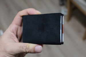 Alcantara Minimalist Wallet: The Perfect Fusion of Style and Functionality - RFID Wallet - Mens Wallet - Black - minimalist mens wallet