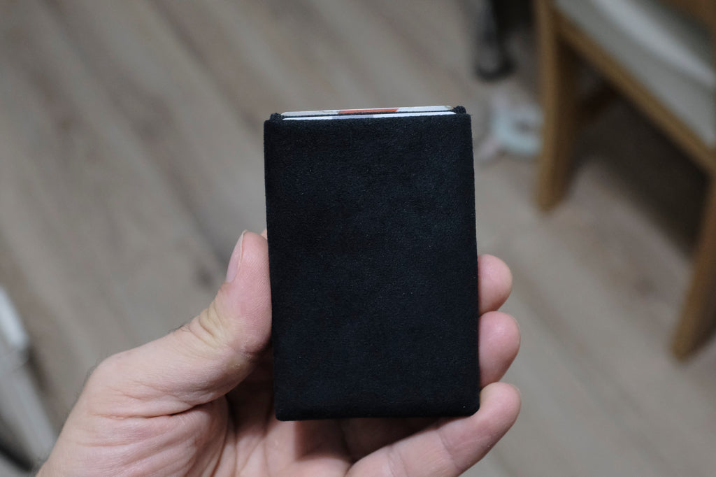 Alcantara Minimalist Wallet: The Perfect Fusion of Style and Functionality - RFID Wallet - Mens Wallet - Black - minimalist mens wallet