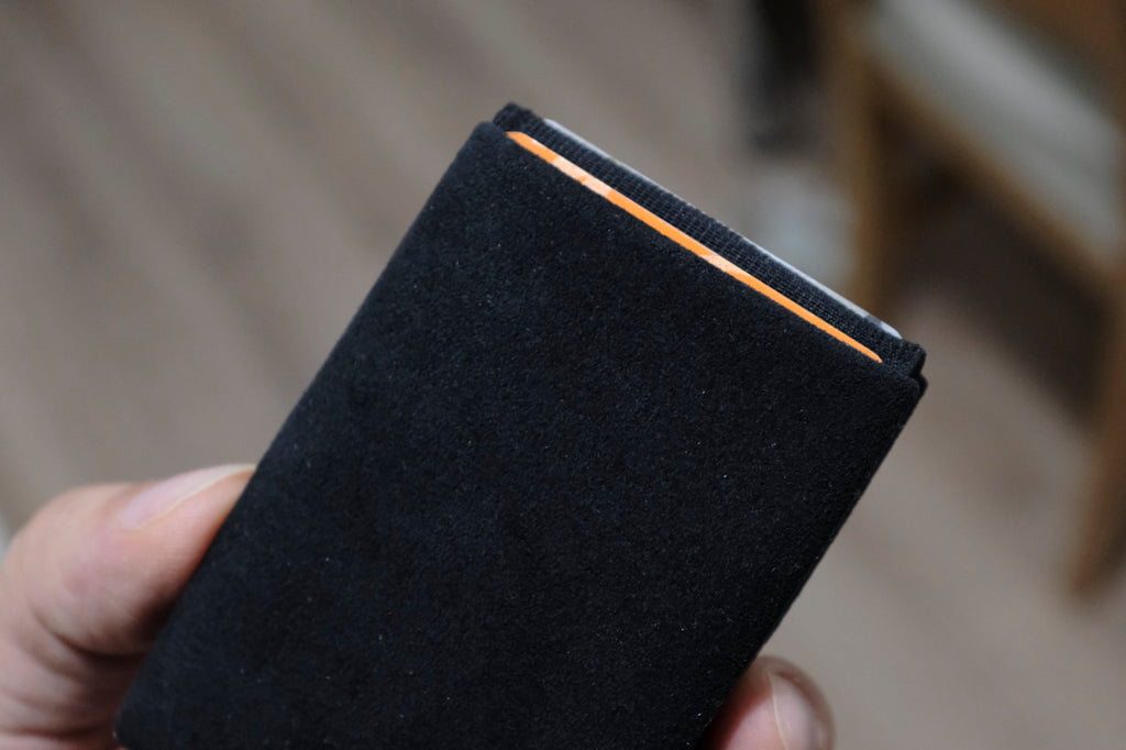 Alcantara Minimalist Wallet: The Perfect Fusion of Style and Functionality - RFID Wallet - Mens Wallet - Black - minimalist mens wallet