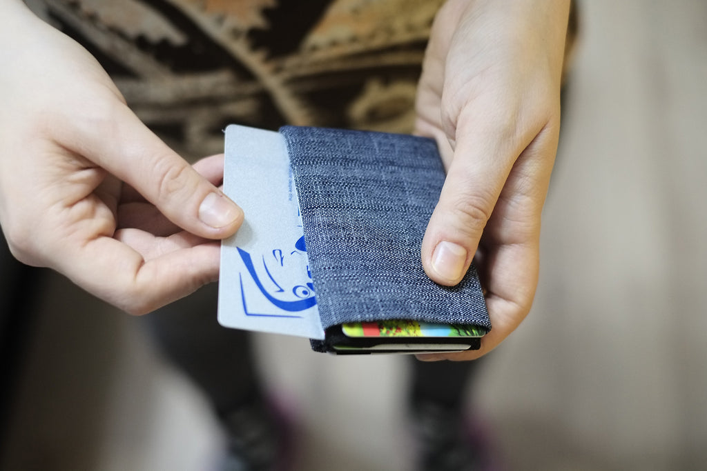 Experience the Perfect Balance of Sustainability and Style with Our Vegan Denim Minimalist Wallets -  NO RFID protection - minimalist mens wallet