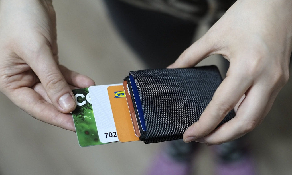 Experience the Perfect Balance of Sustainability and Style with Our Vegan Denim Minimalist Wallets -  NO RFID protection - minimalist mens wallet