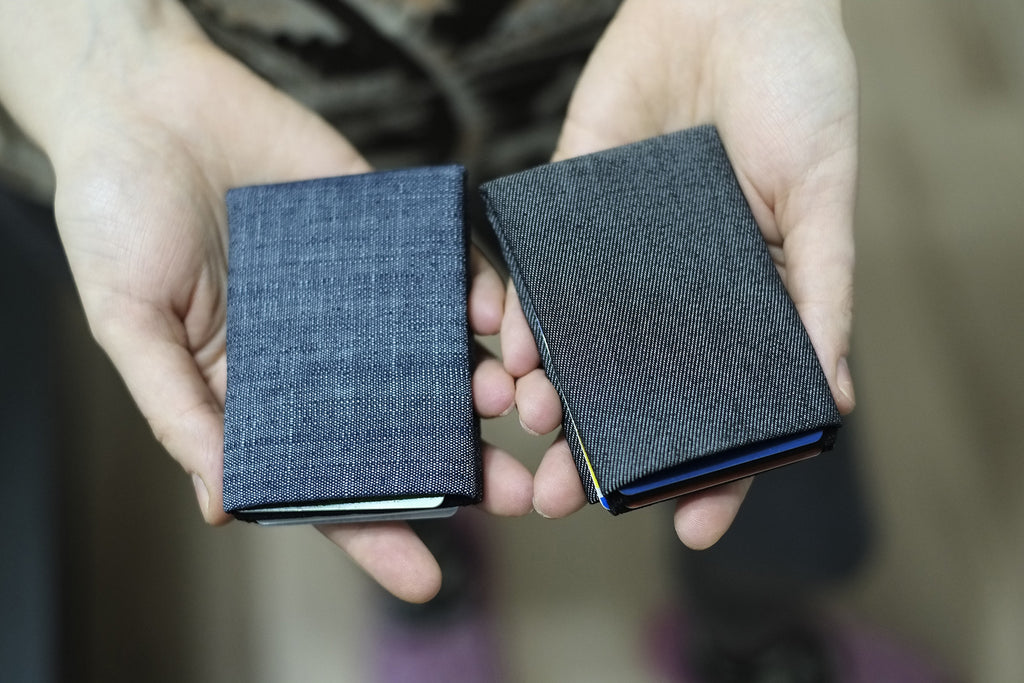Experience the Perfect Balance of Sustainability and Style with Our Vegan Denim Minimalist Wallets -  NO RFID protection - minimalist mens wallet