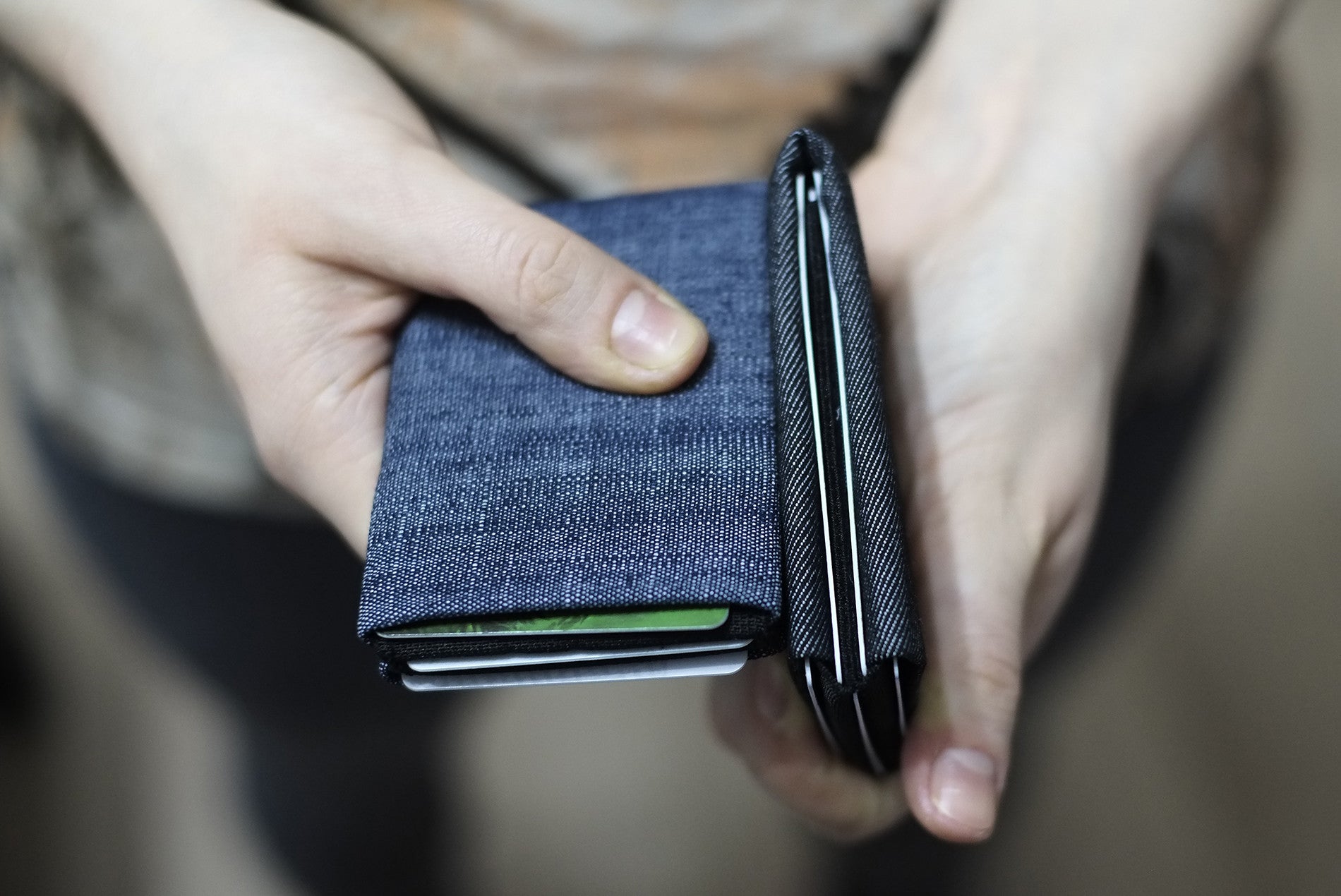 Upgrade Your Everyday Carry with Our Vegan Denim Minimalist Wallet Collection -  FULL RFID blocking - minimalist mens wallet