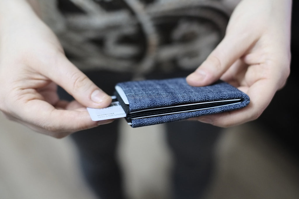 Upgrade Your Everyday Carry with Our Vegan Denim Minimalist Wallet Collection -  FULL RFID blocking - minimalist mens wallet