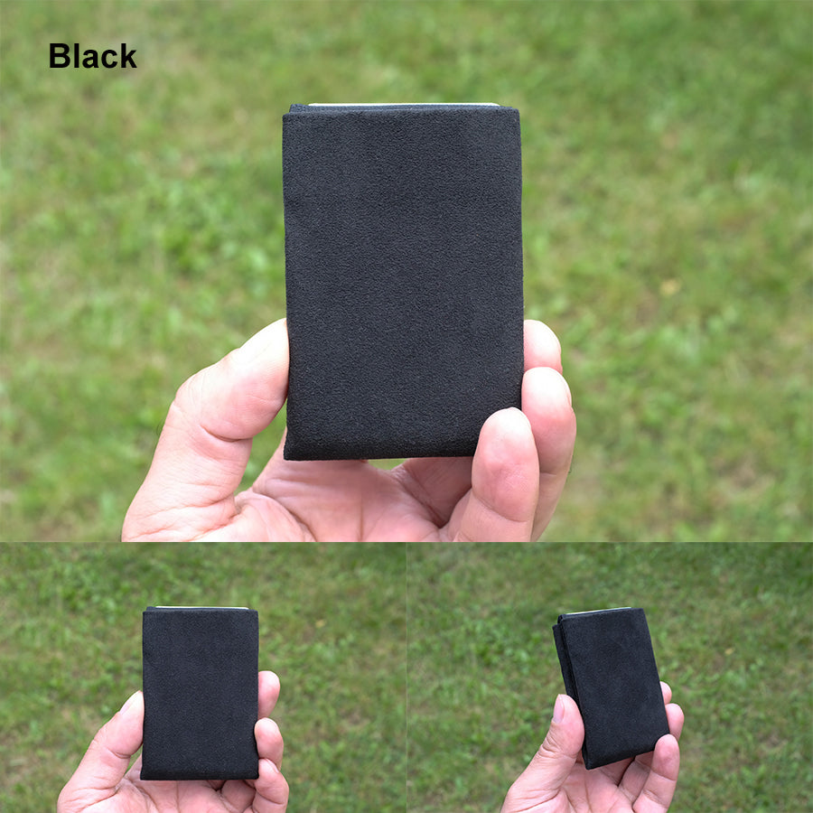 Alcantara Minimalist Wallet: The Perfect Fusion of Style and Functionality - RFID Wallet - Mens Wallet - Black - minimalist mens wallet