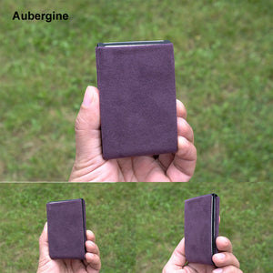 Alcantara Minimalist Wallet: Durable, Lightweight, and Ultra Slim RFID Mens Wallet- Aubergine - minimalist mens wallet