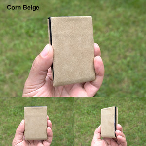 Elevate Your Style with Our Alcantara Minimalist Wallet for Everyday Use - Mens Wallets - RFID Wallet - Beige - minimalist mens wallet