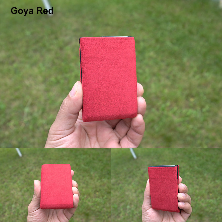 Say Goodbye to Bulky Wallets with Our Sleek Alcantara Minimalist Wallet - Red - minimalist mens wallet