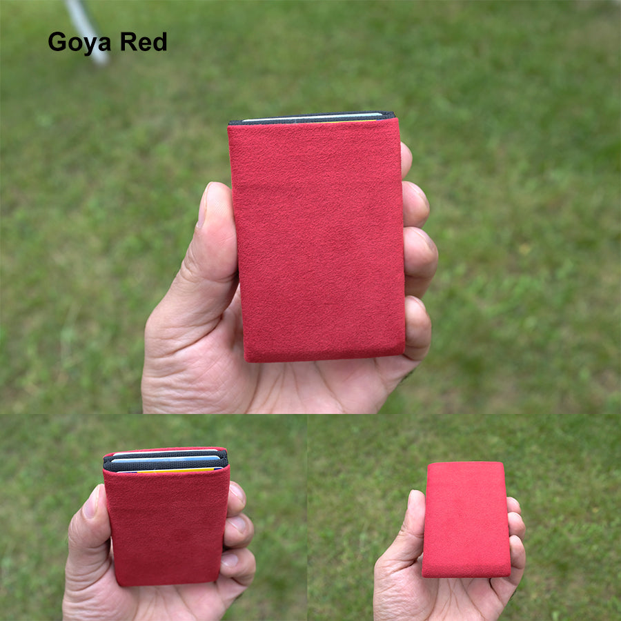 Say Goodbye to Bulky Wallets with Our Sleek Alcantara Minimalist Wallet - Red - minimalist mens wallet