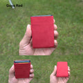 Say Goodbye to Bulky Wallets with Our Sleek Alcantara Minimalist Wallet - Red - minimalist mens wallet