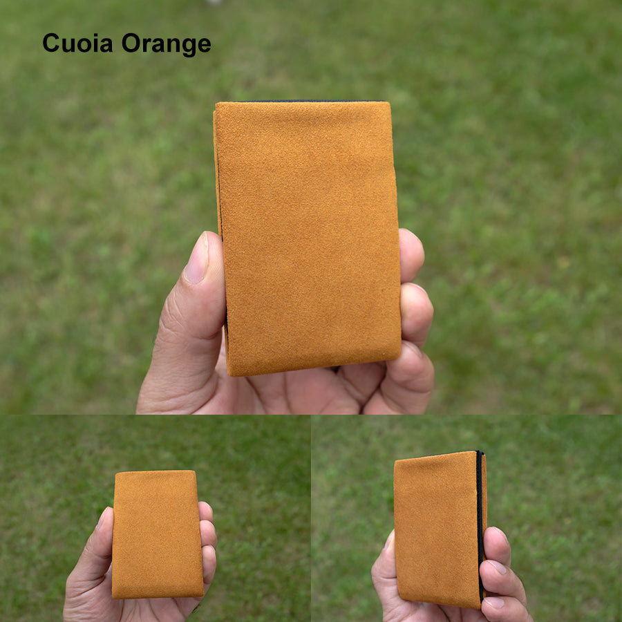 Alcantara Minimalist Wallet: Premium Quality, Unbeatable Value - RFID Wallet - Mens Wallet - Orange - minimalist mens wallet