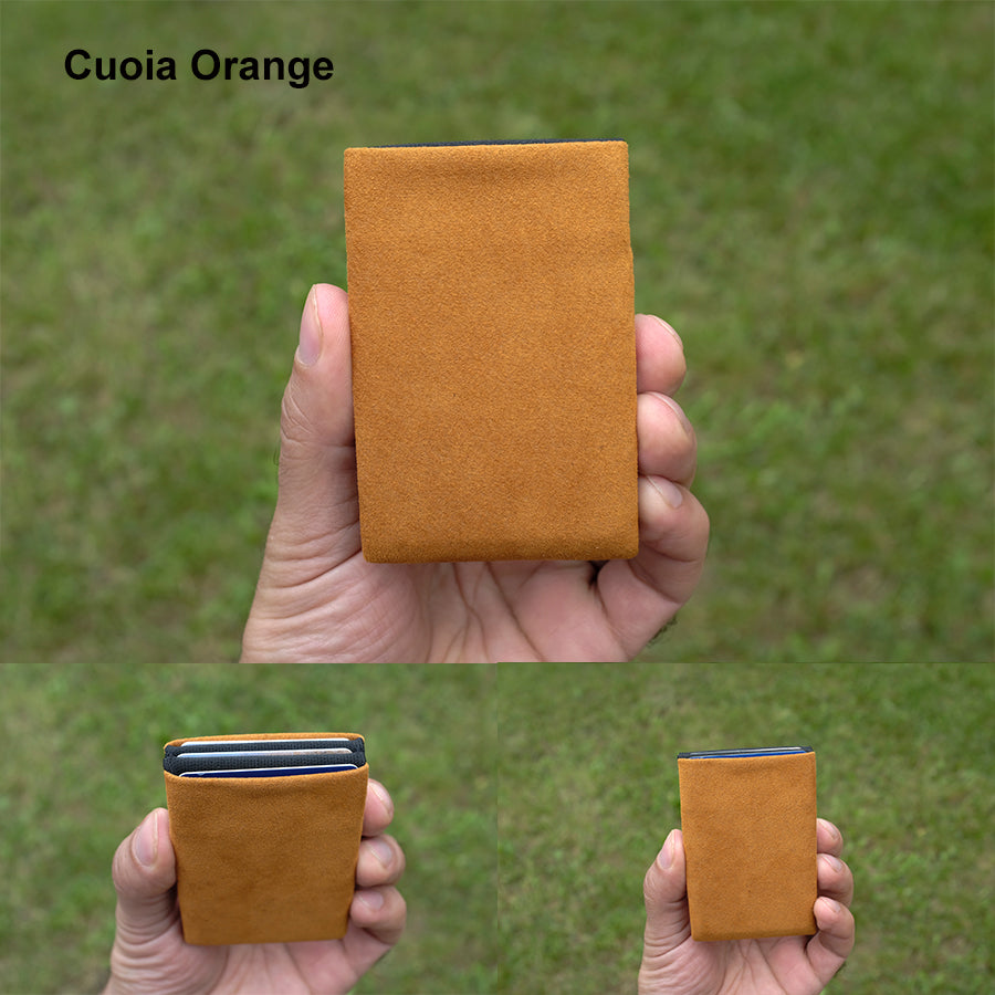 Alcantara Minimalist Wallet: Premium Quality, Unbeatable Value - RFID Wallet - Mens Wallet - Orange - minimalist mens wallet