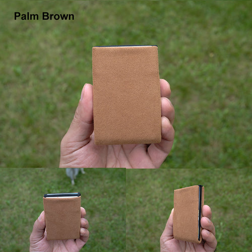 Alcantara Minimalist Wallet: The Perfect Fusion of Style and Functionality - RFID Wallet - Mens Wallet - Brown - minimalist mens wallet
