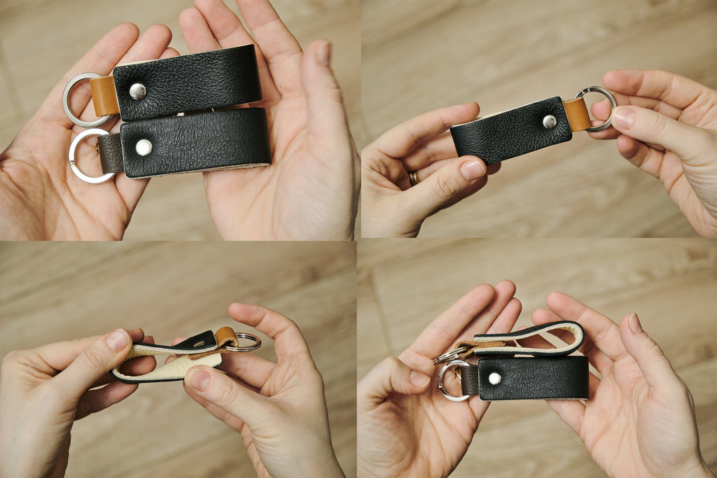 Nero Wallet - Cool Leather Keychain for Men and Women - Key Holder - Key Organizer - Double Colors Leather - Set of 2 - Random Colors - minimalist mens wallet