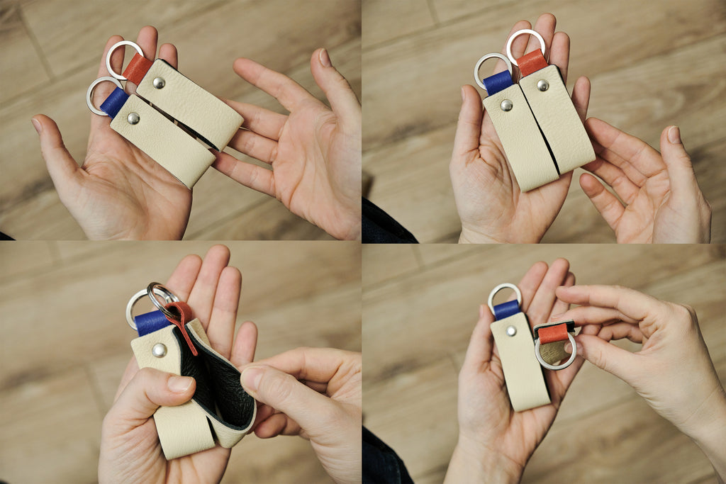 Nero Wallet - Cool Leather Keychain for Men and Women - Key Holder - Key Organizer - Double Colors Leather - Set of 2 - Random Colors - minimalist mens wallet