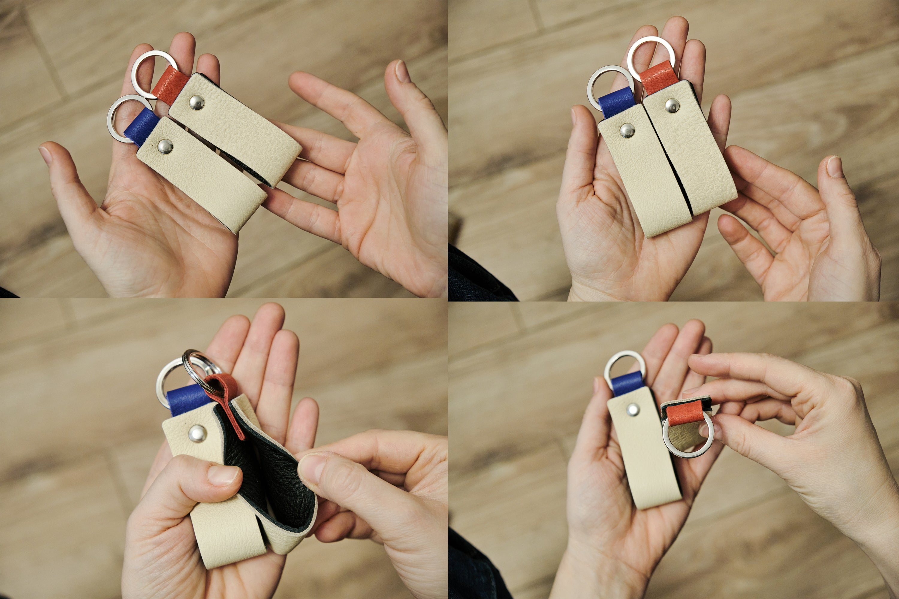 Nero Wallet - Cool Leather Keychain for Men and Women - Key Holder - Key Organizer - Double Colors Leather - Set of 2 - Random Colors - minimalist mens wallet