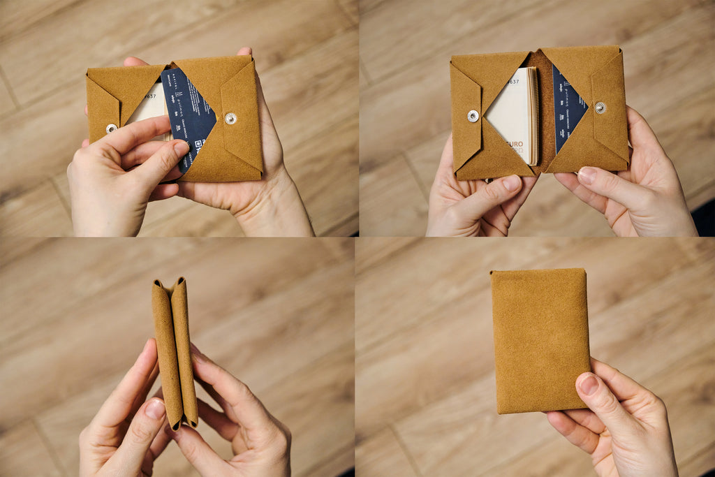Minimalist Bifold Wallet - Alcantara Wallet for Men and Women - Leather Mens Wallets - minimalist mens wallet