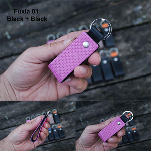 Leather Keychain - Slim Key Holder - Double Colors - Random Colors - Set of 2 - minimalist mens wallet