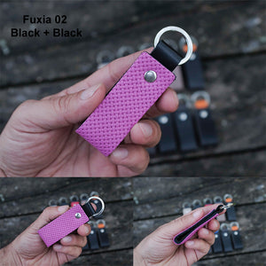 Leather Keychain - Slim Key Holder - Double Colors - Random Colors - Set of 2 - minimalist mens wallet