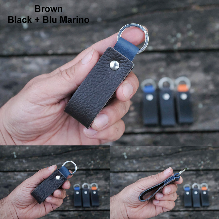 Leather Keychain - Slim Key Holder - Double Colors - Random Colors - Set of 2 - minimalist mens wallet